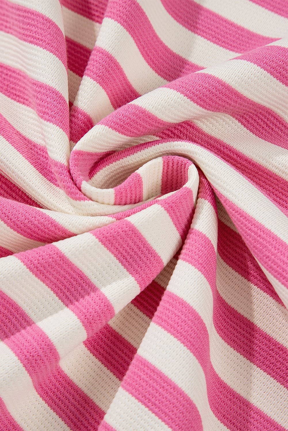 Rose Stripe Crew Neck T Shirt And Drawstring Shorts Set