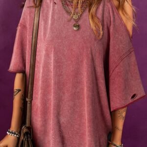 Clay One Shoulder Half Sleeve Oversized Tunic T Shirt