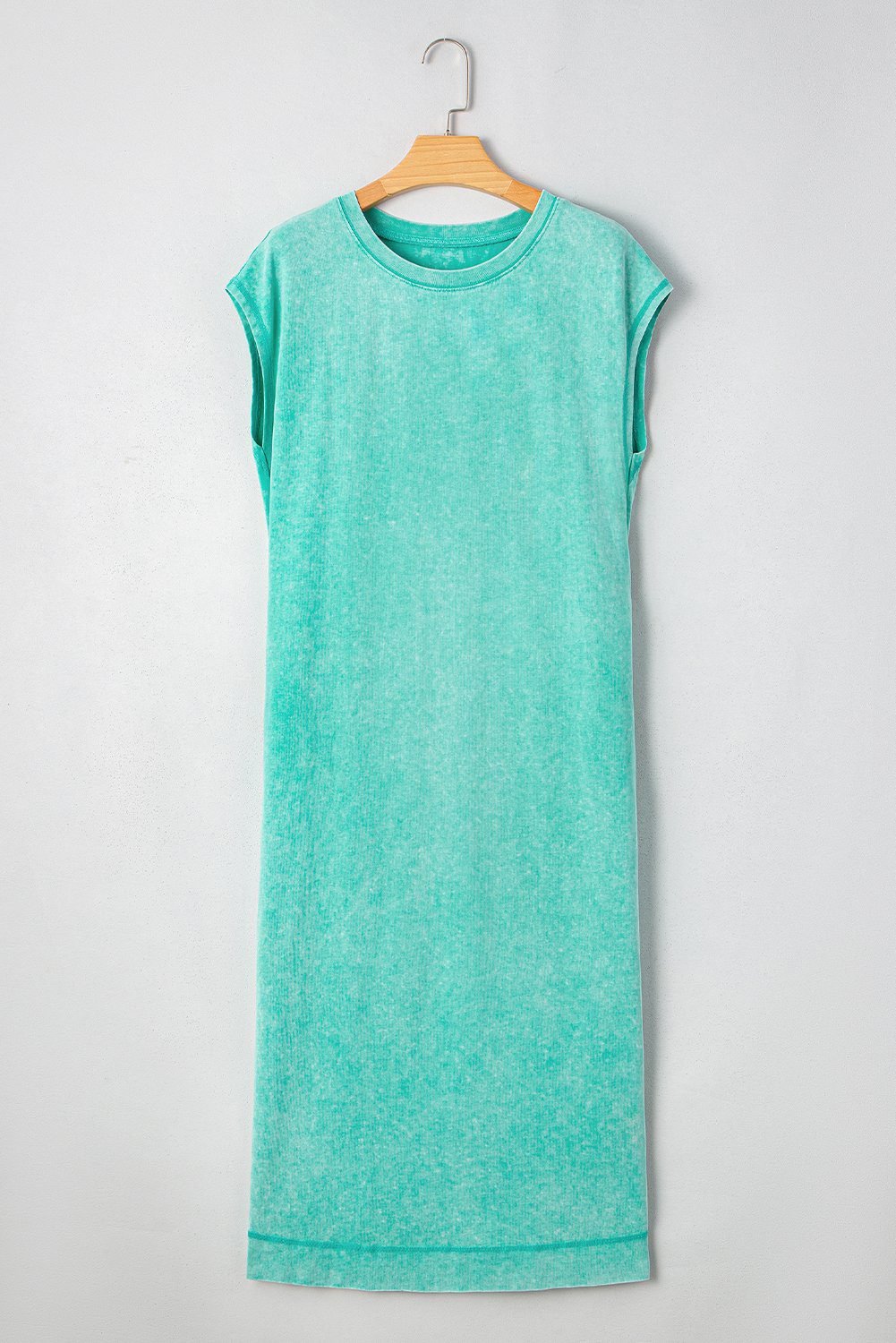 Clearly Aqua Mineral Wash Pocketed T-Shirt Long Dress