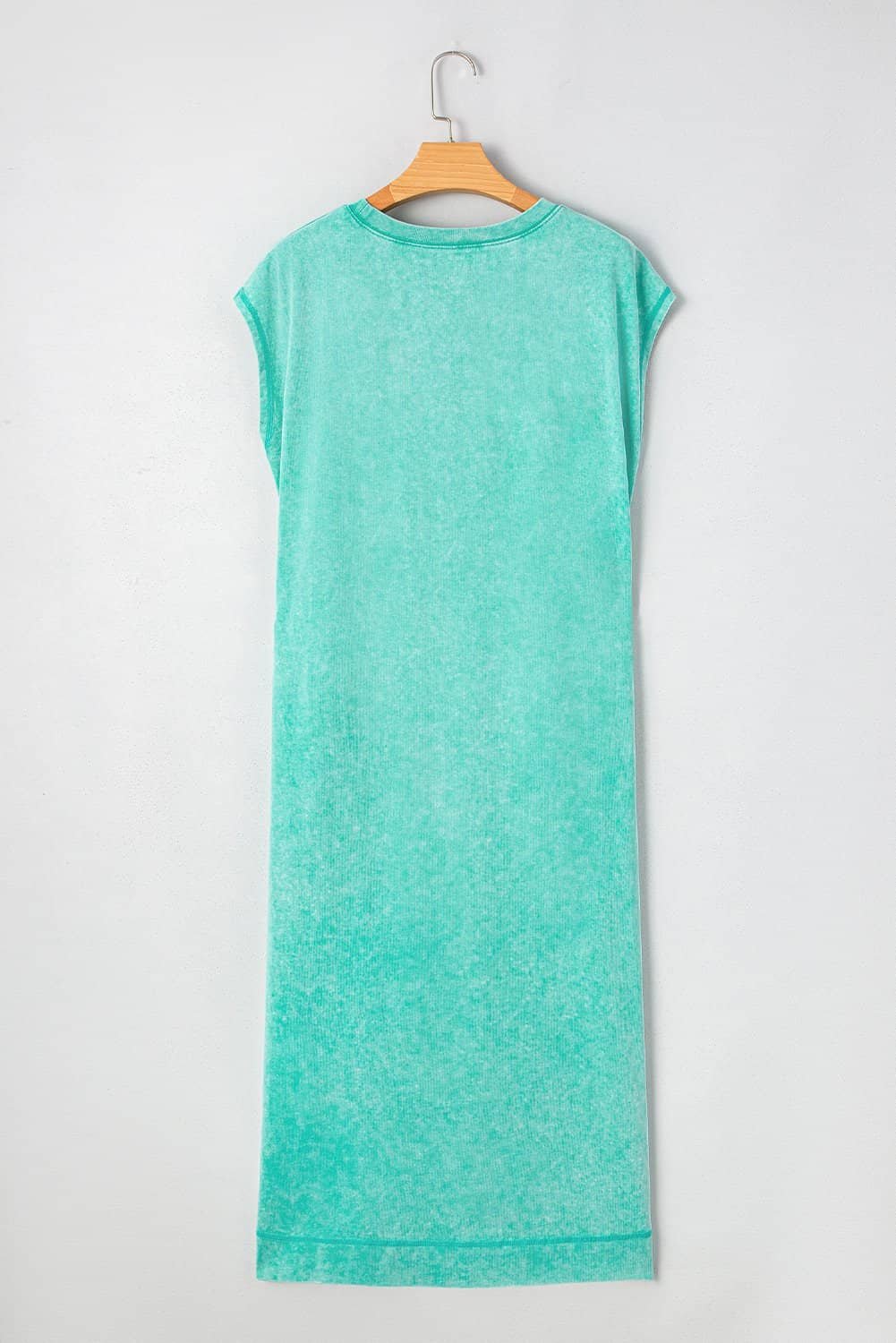 Clearly Aqua Mineral Wash Pocketed T-Shirt Long Dress
