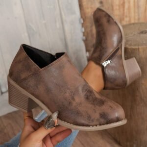 Coffee Tulip Opening Suede Ankle Boots