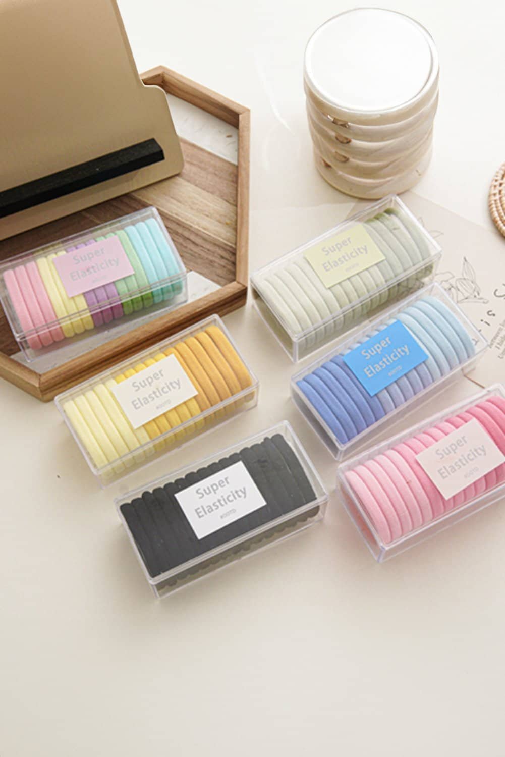Pink Rainbow Colors High Elastic 15Pcs/Set Hair Tie Without Box