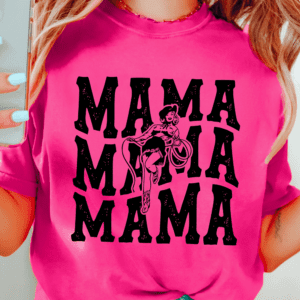 Rose Red Western Mama Print Crew Neck T Shirt