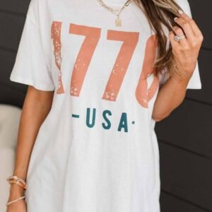 White 1776 Usa Vintage Graphic T Shirt