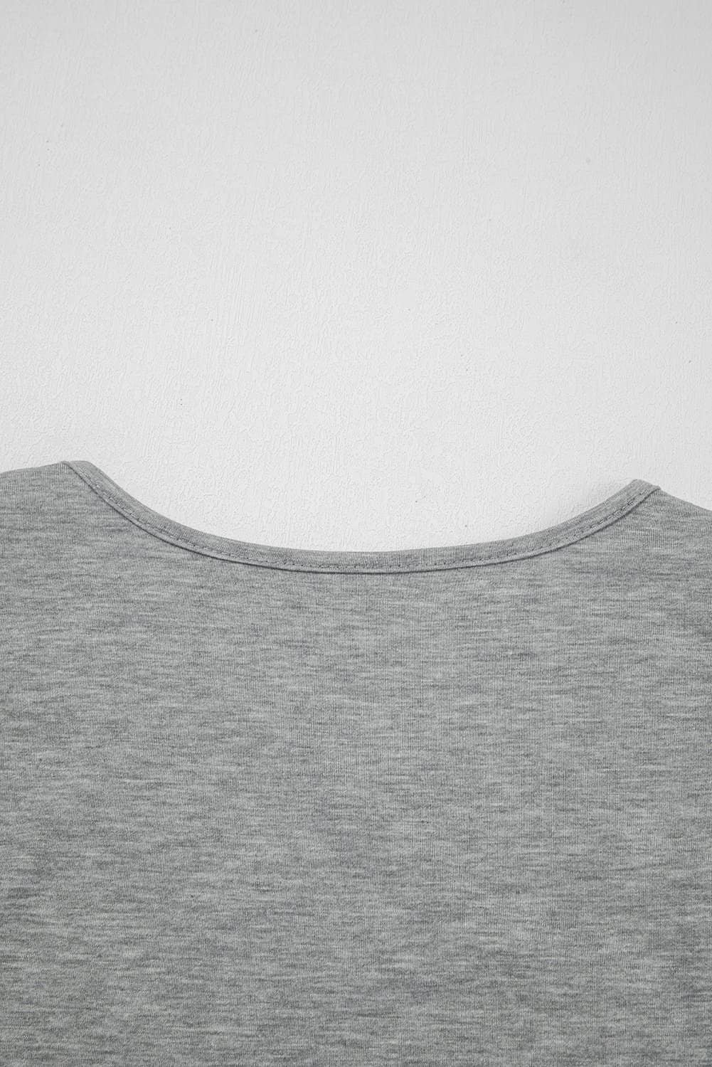 Gray Lace Patchwork Criss Cross V Neck Tank Top