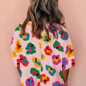 Pink Leopard Drop Shoulder Oversize Tee