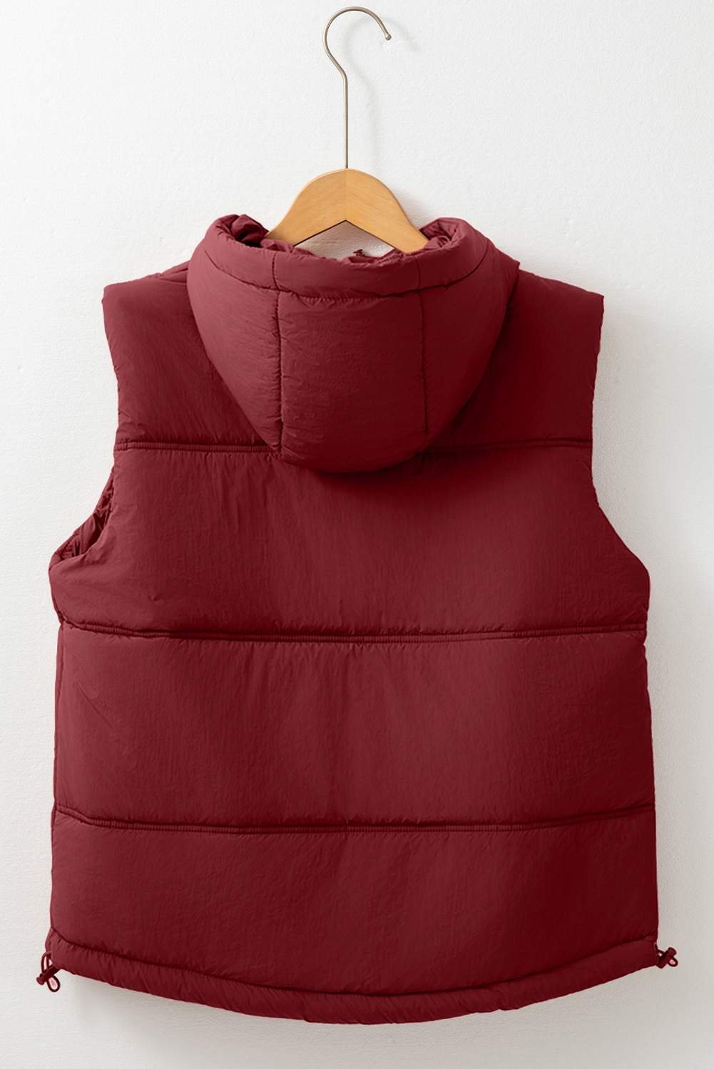 Clay Zip-Up Side Pockets Hooded Puffer Vest