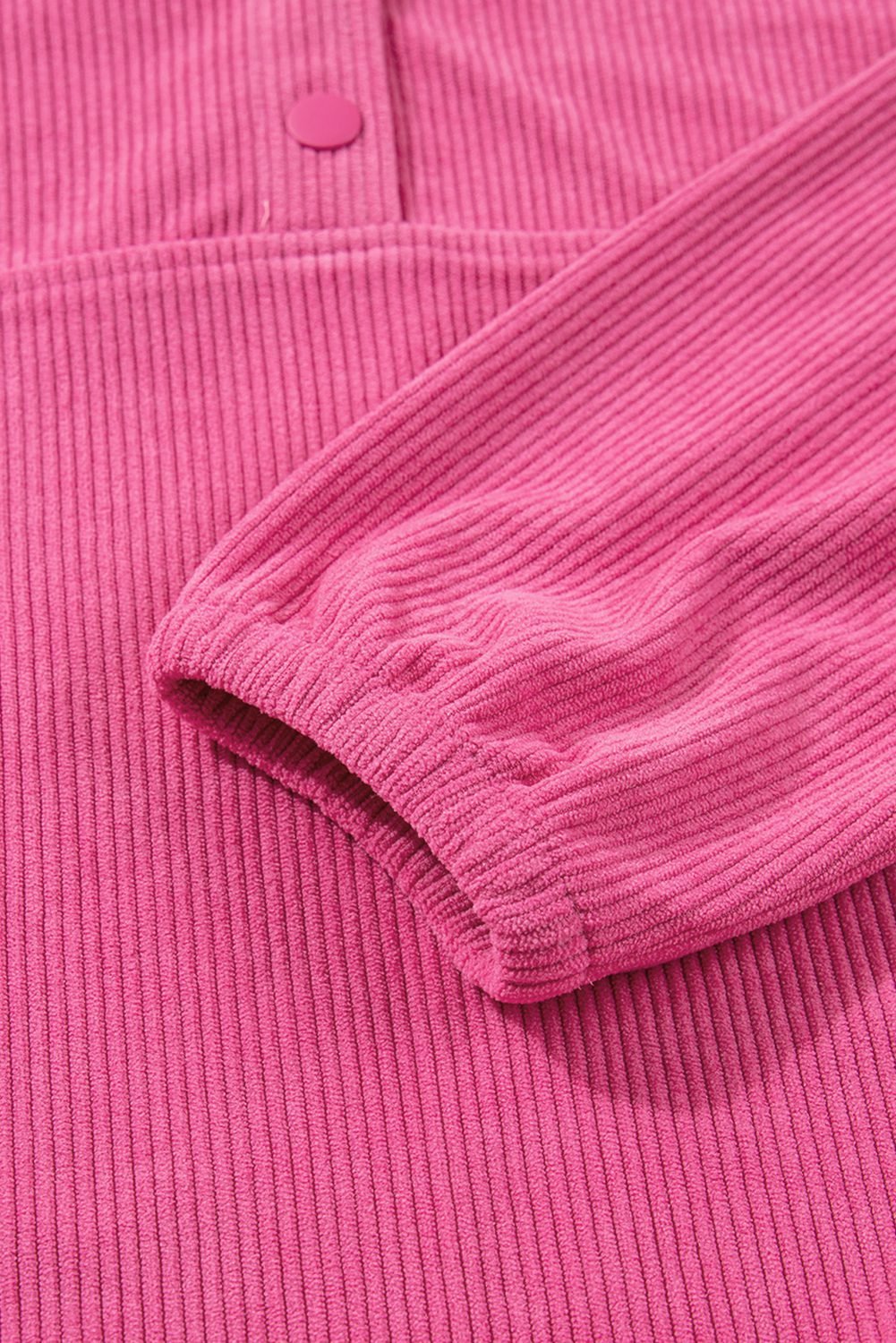 Peach Blossom Half Button Pullover Drawstring Pants Solid Color Corduroy 2Pcs Outfit