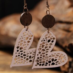 Light Pink Valentine Hollow-Out Love Heart Dangle Earrings