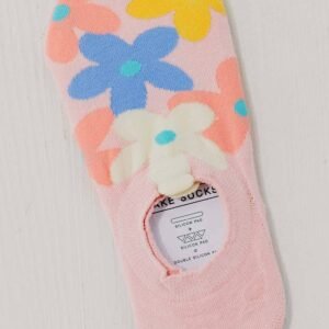 Pink Cute Floral Print No Show Socks
