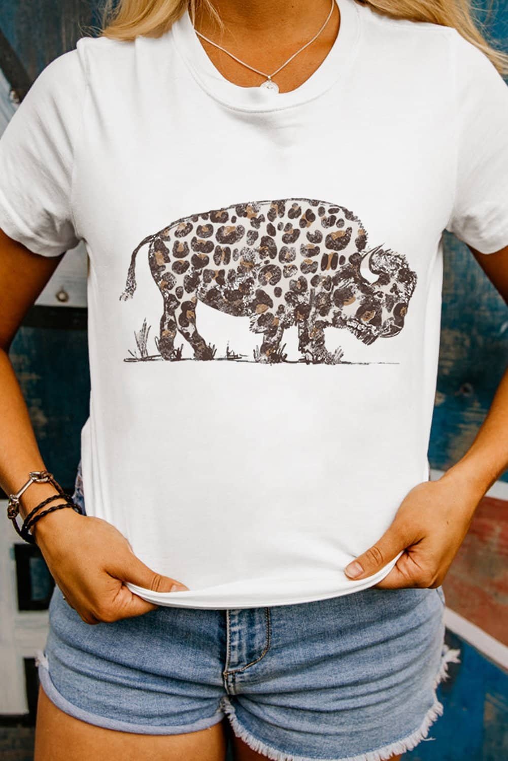 White Leopard Western Buffalo Graphic Tee