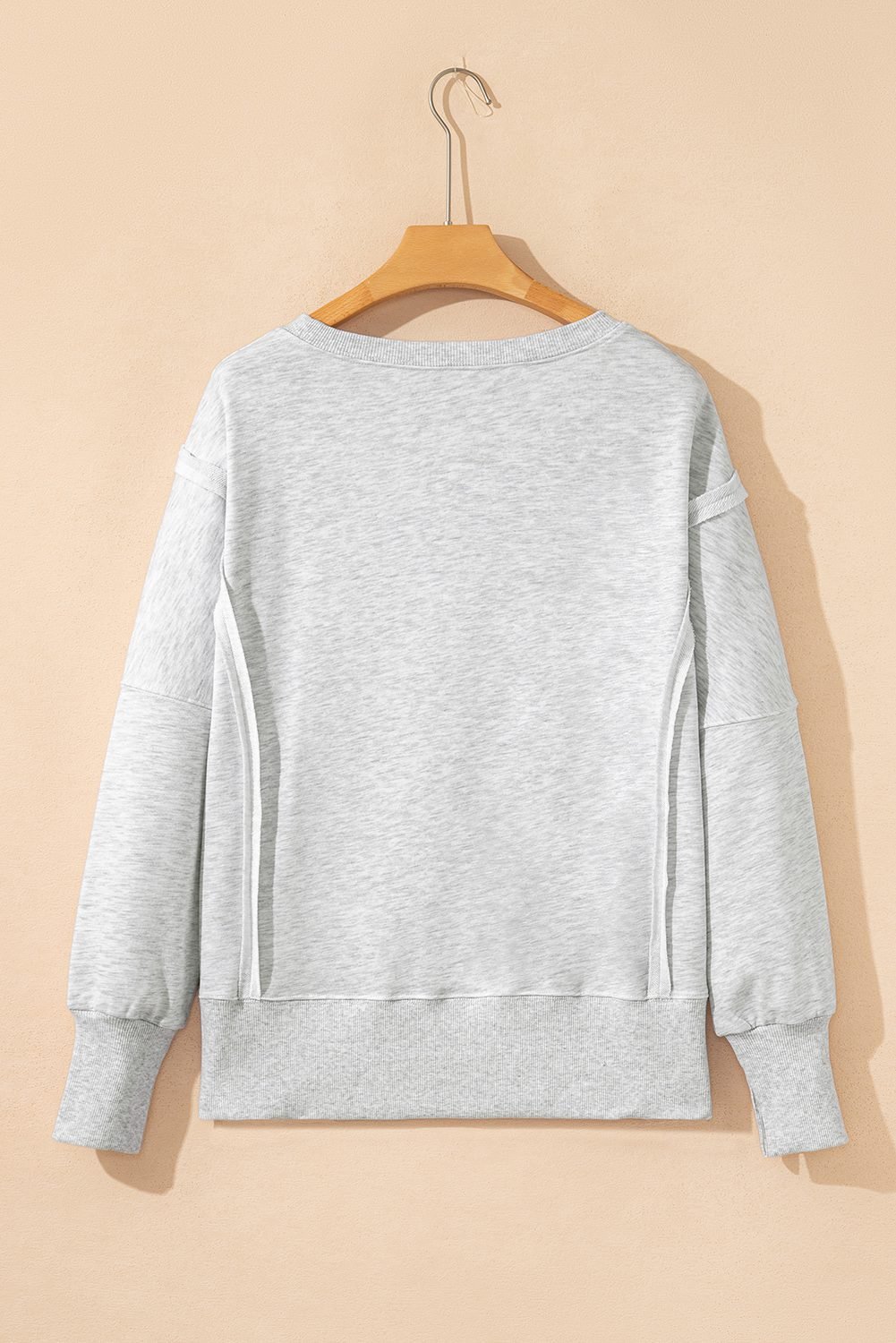 Light Grey Faded Varsity Print Loose Pullover Top