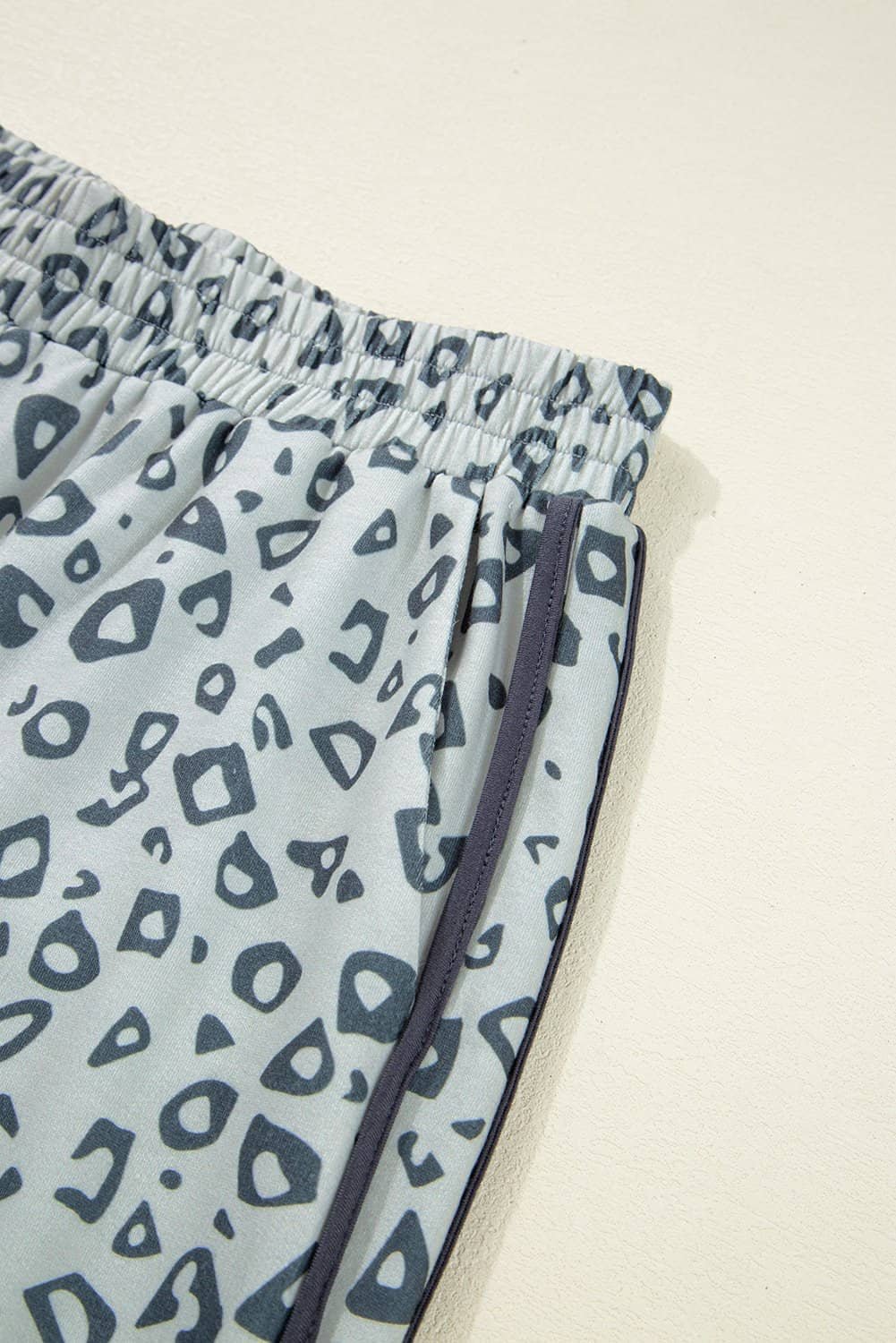 Gray Leopard High Waist Side Bow Straight Leg