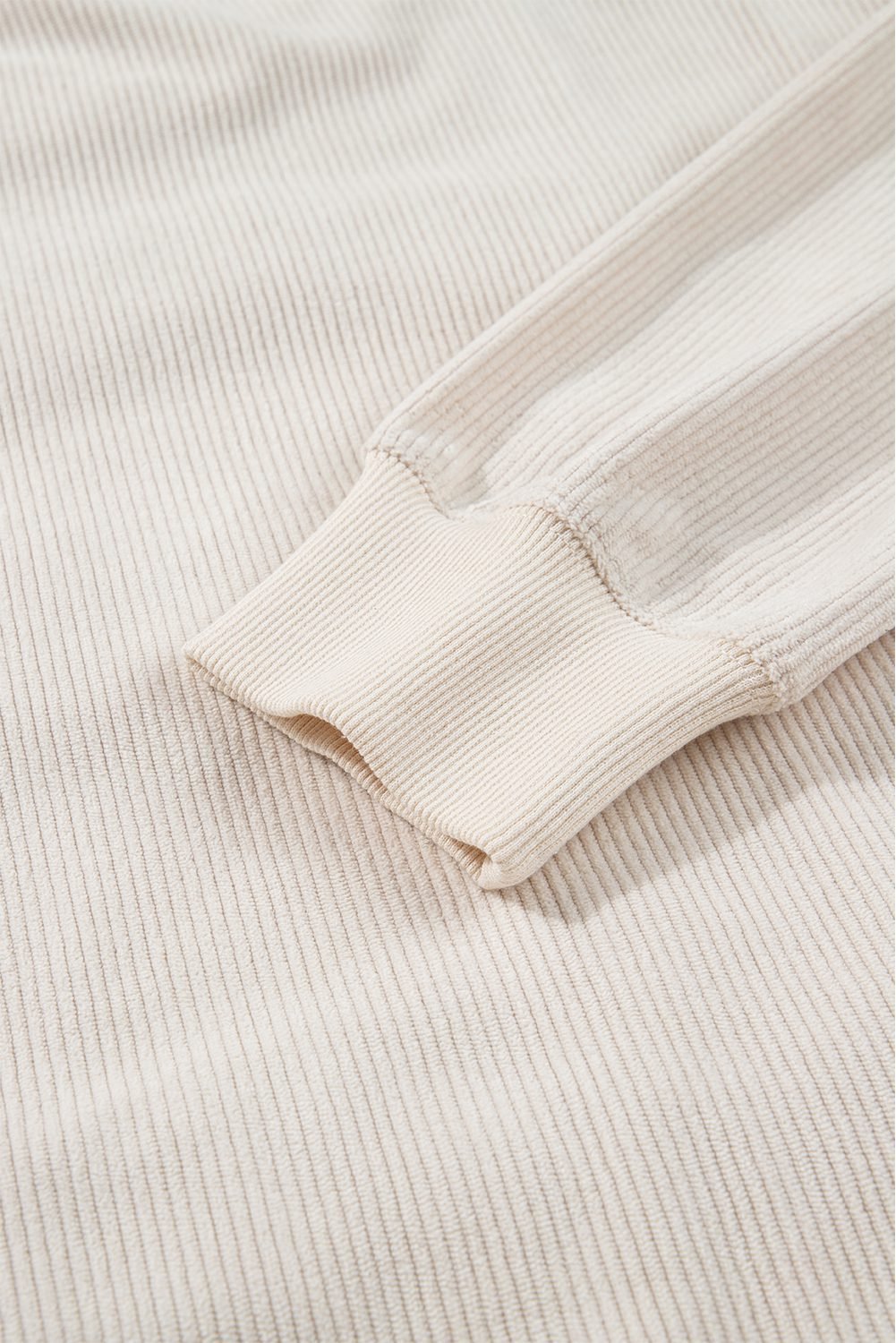 Beige Merry Little Thing Corded Letter Graphic Ribbed Loose Sweatshirt