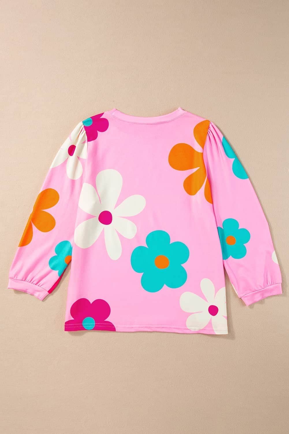 Rose Cute Flower Print Bracelet Sleeve Top