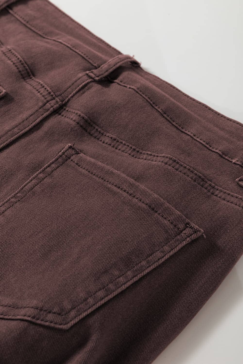 Coffee Loose Straight High Waist Solid Color Jeans