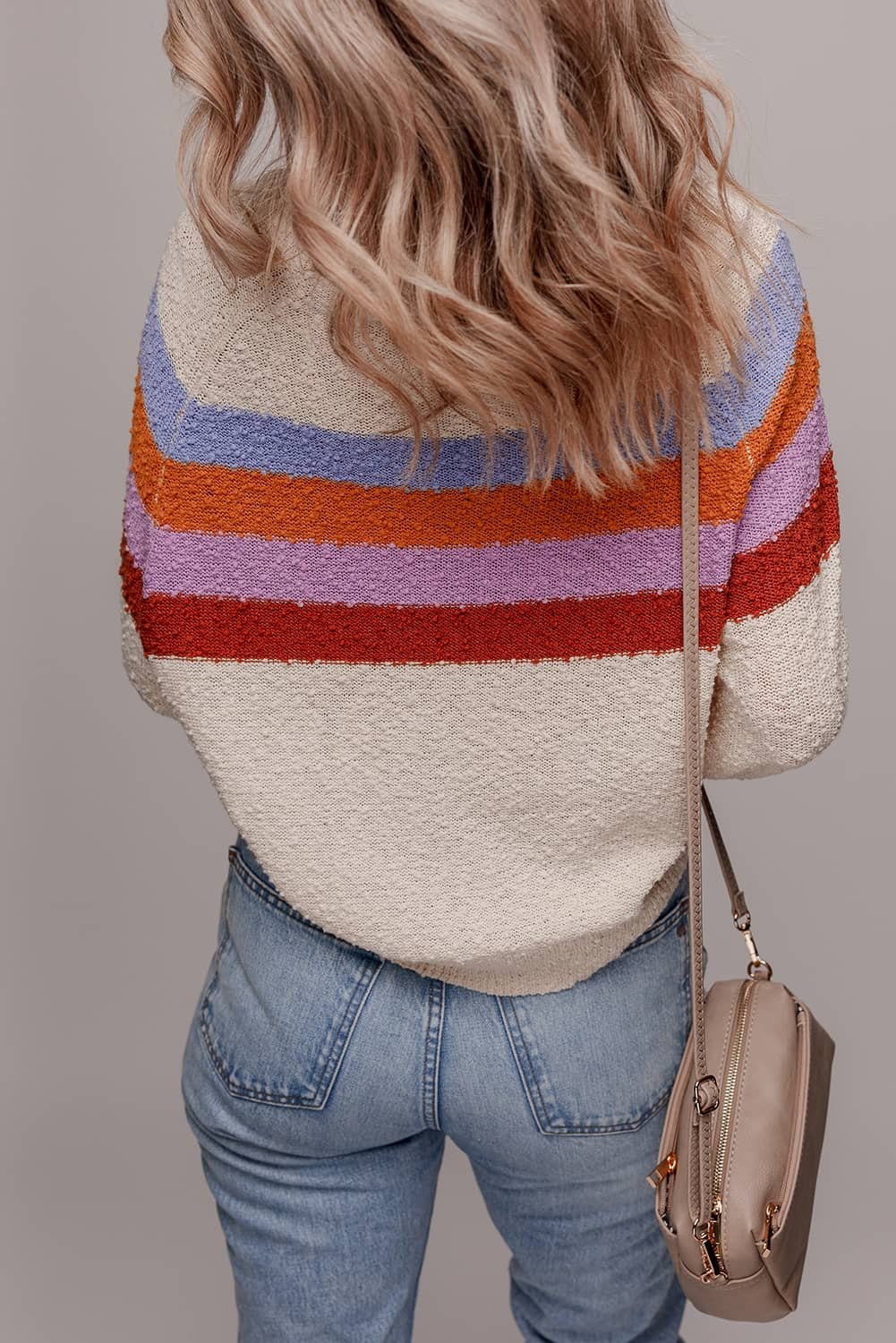 Jet Stream Striped Color Block Loose Sleeve Chic Sweater
