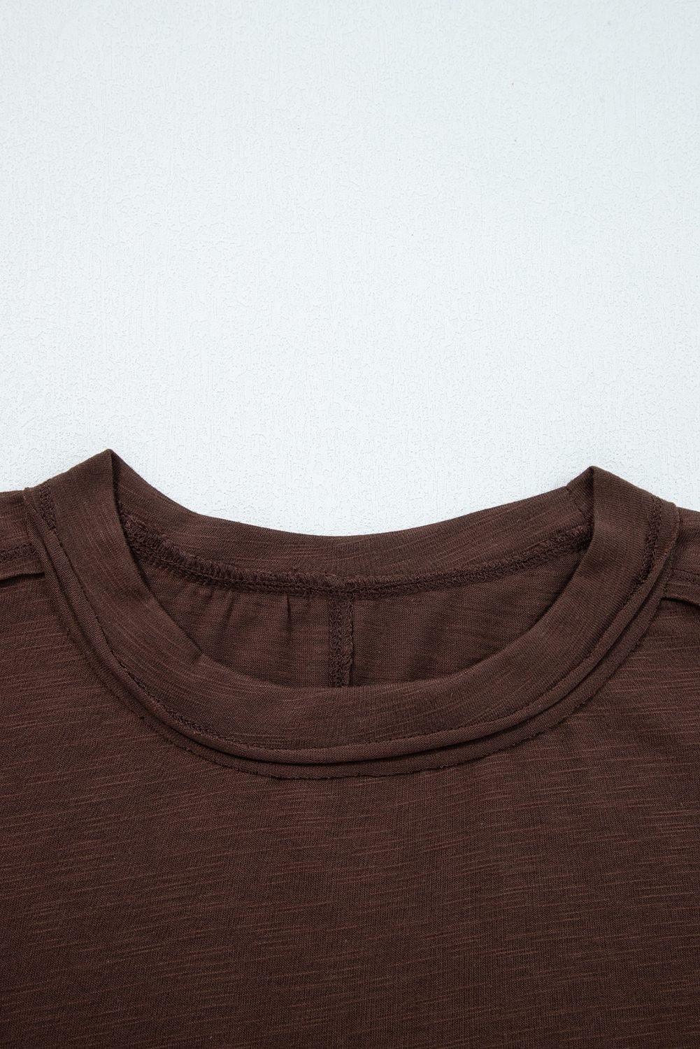 Dark Brown Sheer Lace Patchwork Casual Long Sleeve Tee