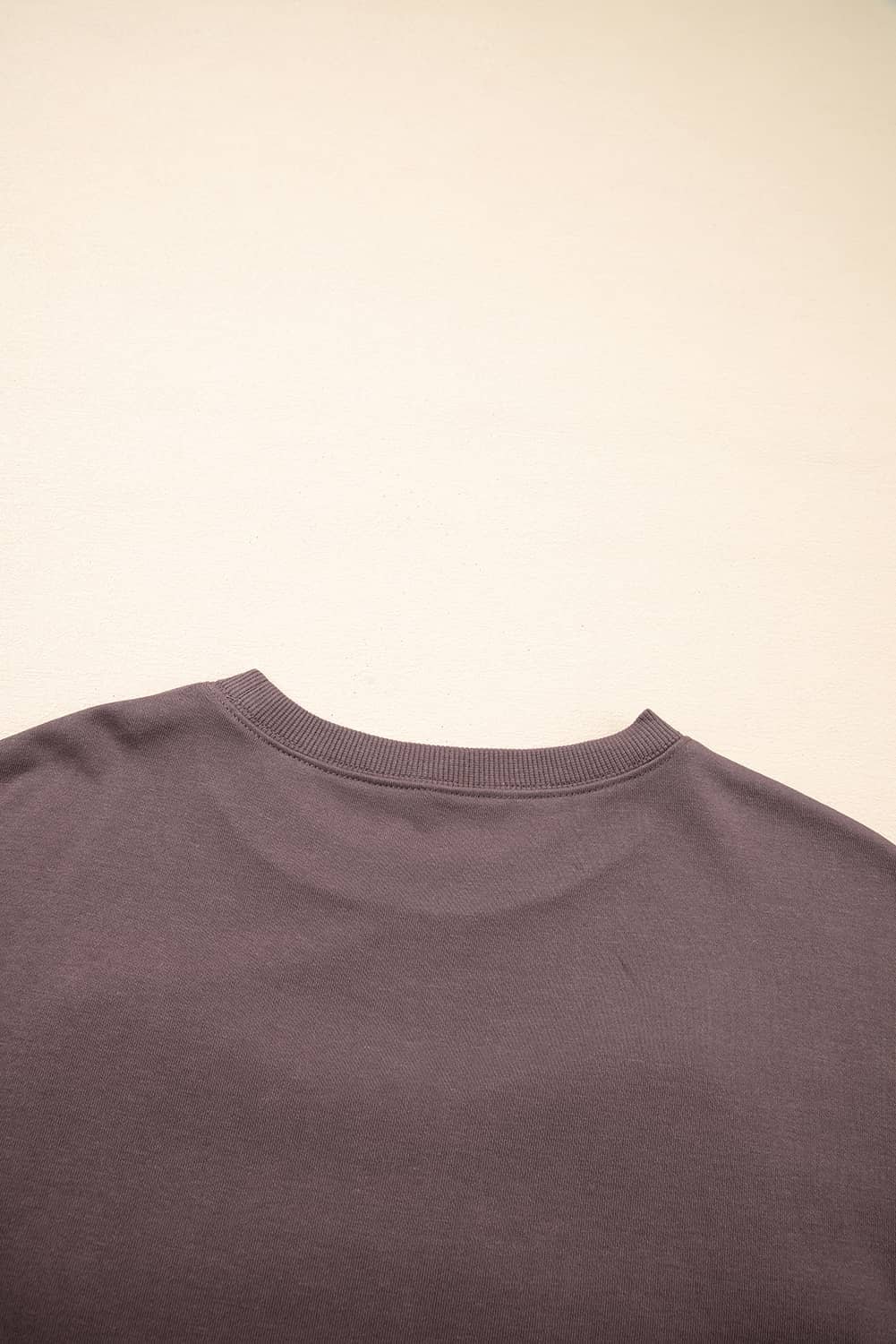 Dark Khaki Contrast Terry Bow Pattern Drop Shoulder Sweatshirt