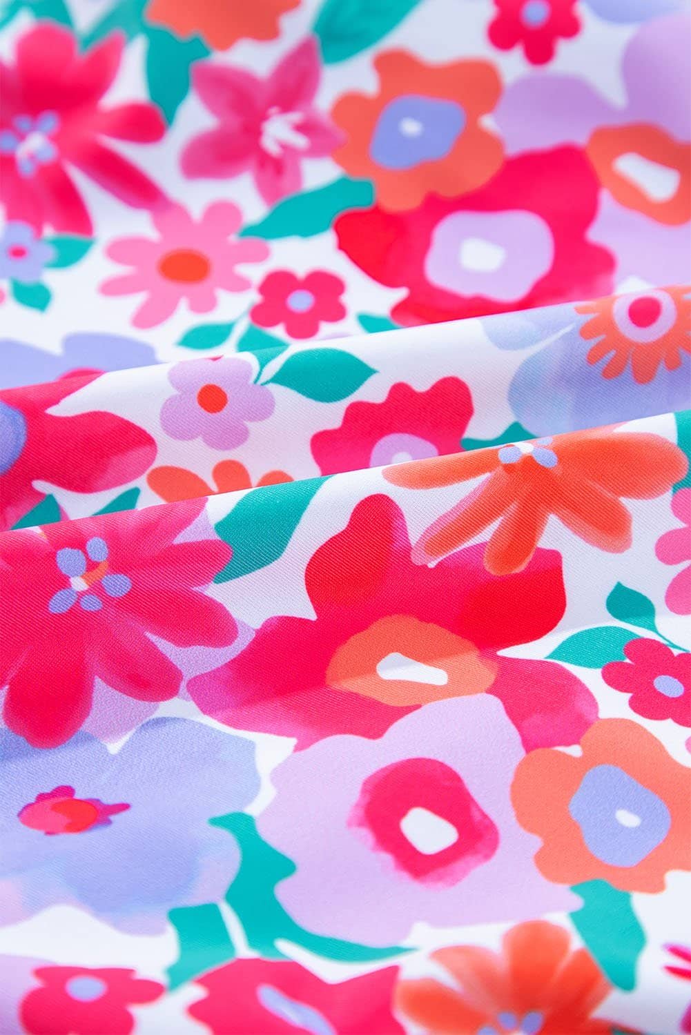 Rose Plus Size Floral Print Twisted High Waist Bikini Set