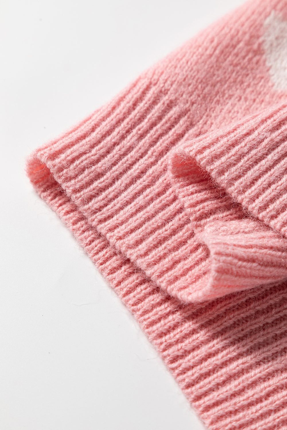 Light Pink Heart Pattern Button Front Cardigan Sweater