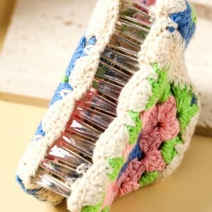 Dark Blue Flower Crochet Cover Hair Clawclip