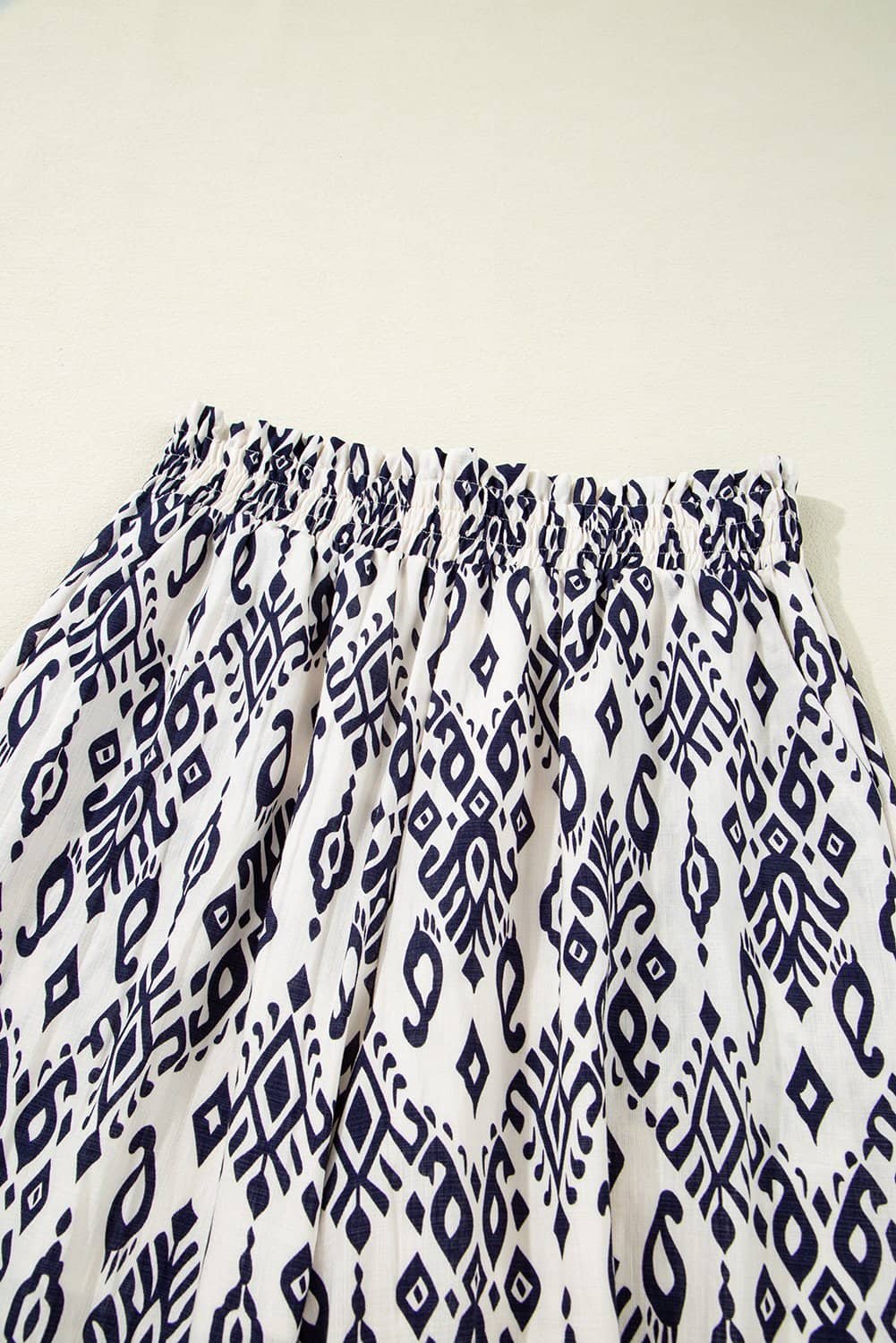 Blue Boho Pattern Print High Waist Wide Leg Loose Pants