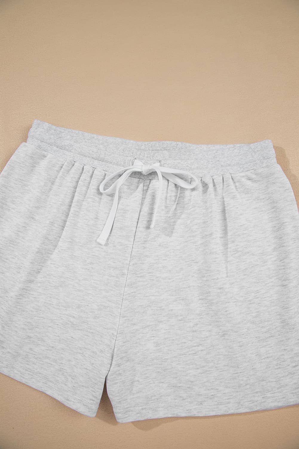 Light Grey Uneven Hem Colorblock Pullover Casual Shorts Plus Size 2Pcs Outfit