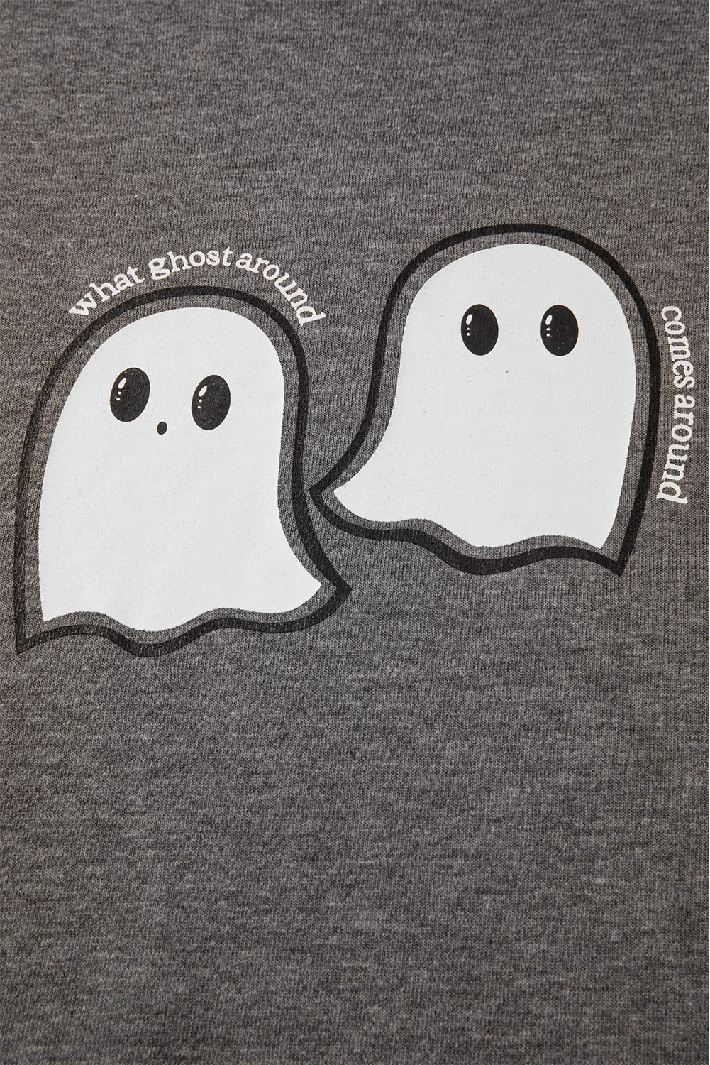 Dark Grey Cute Halloween Ghost Print Mineral Wash Oversize Hoodie