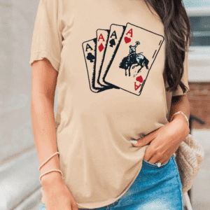 Khaki Poker Queen Embroidered Graphic Tee