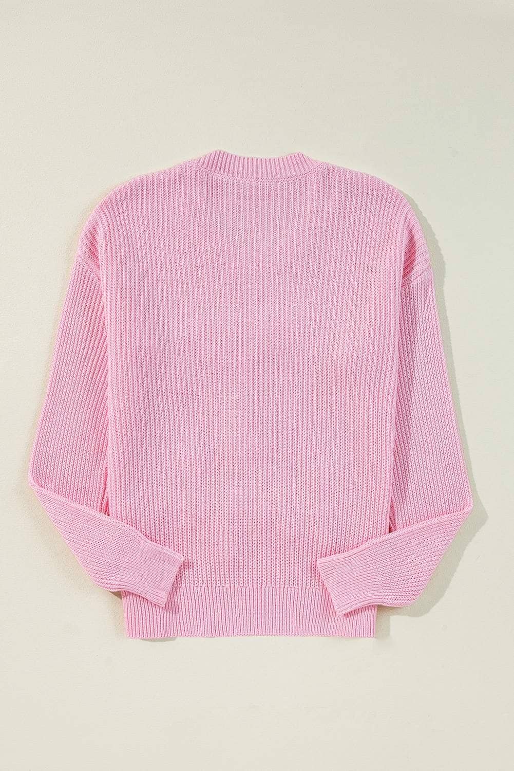 Pink Merry & Bright Pop Up Letter Waffle Knit Sweater