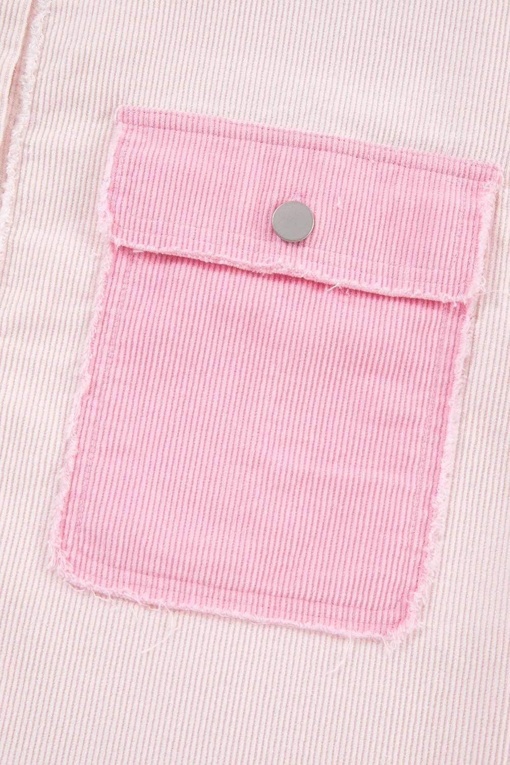Delicacy Two-Tone Color Exposed Seam Corduroy Shacket