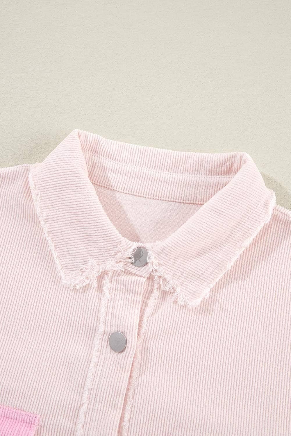 Delicacy Two-Tone Color Exposed Seam Corduroy Shacket