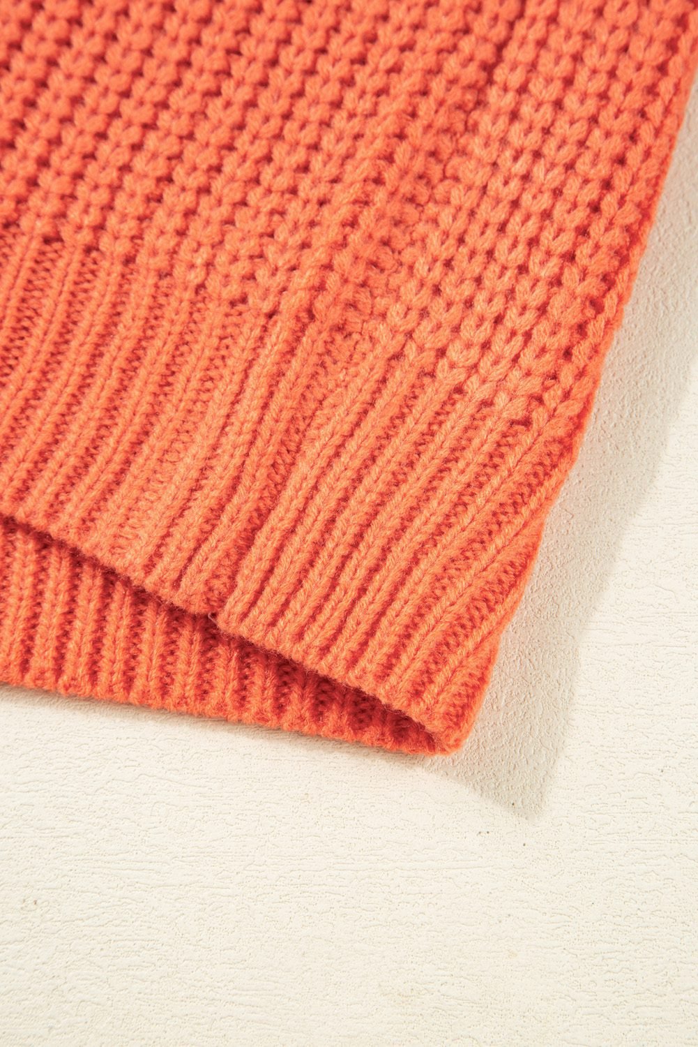 Desert Gold Color Block Textured Knit Drop Shoulder Loose Fit Sweater