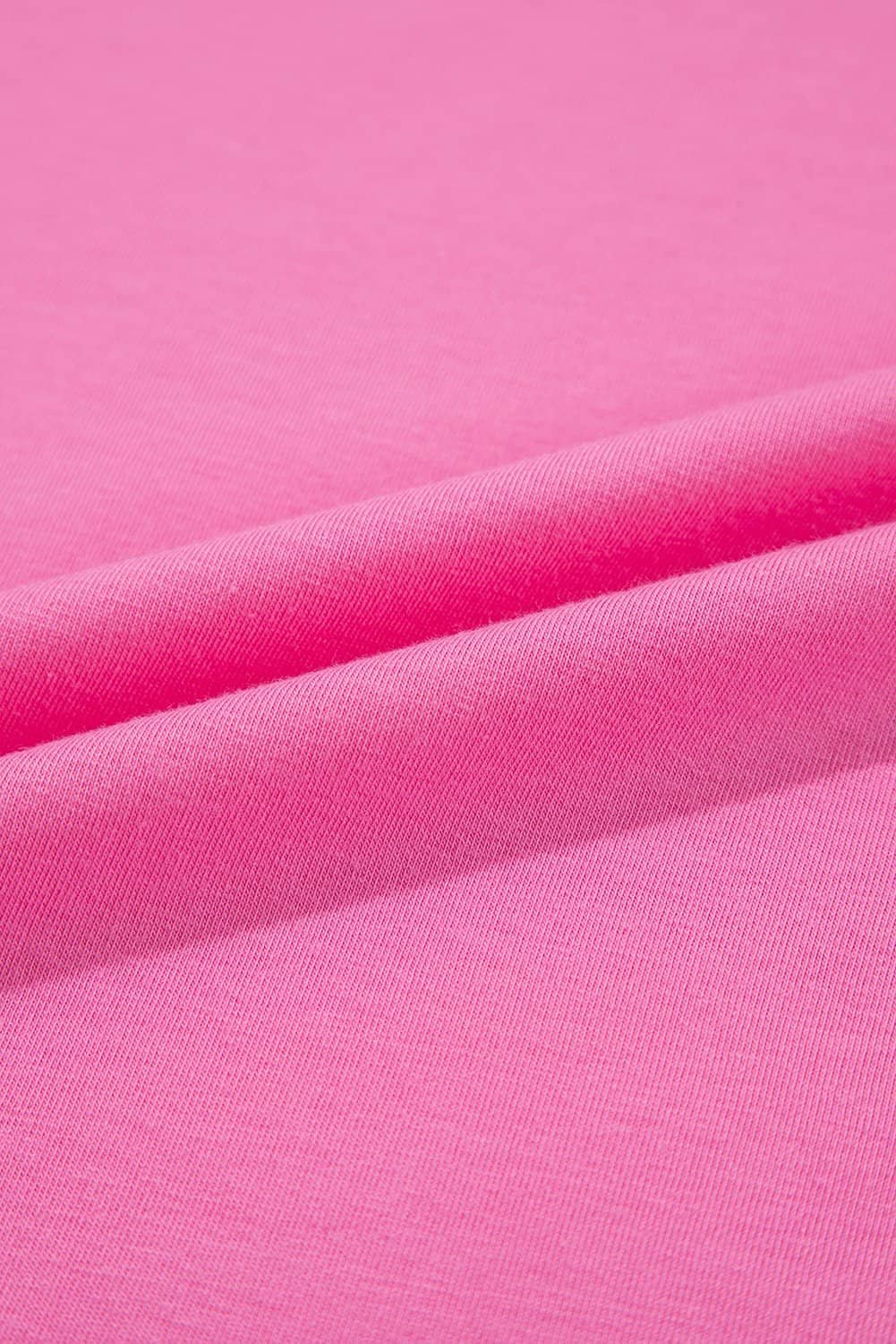 Sachet Pink Bright Casual Plain Crew Neck Tee