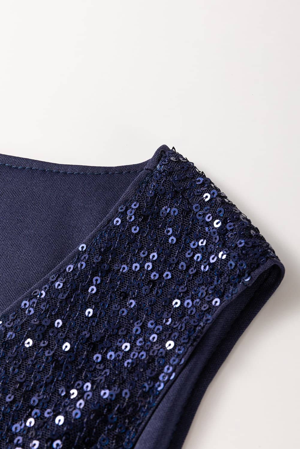 Dirty Blue Sequined Deep V Neck Buttoned Tank Top