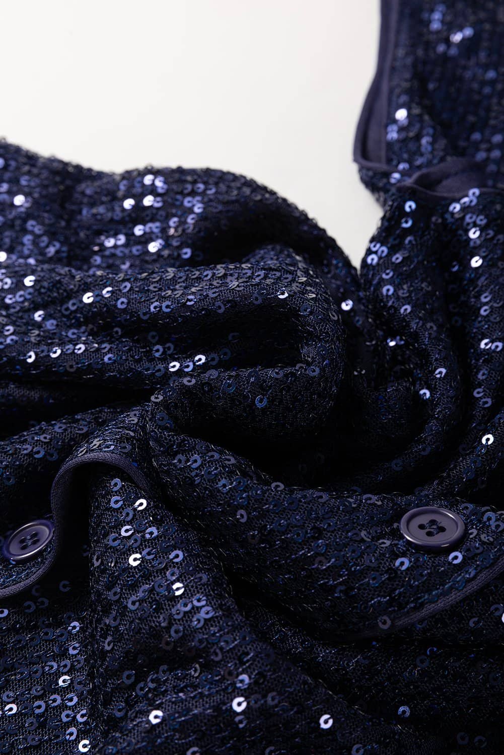 Dirty Blue Sequined Deep V Neck Buttoned Tank Top
