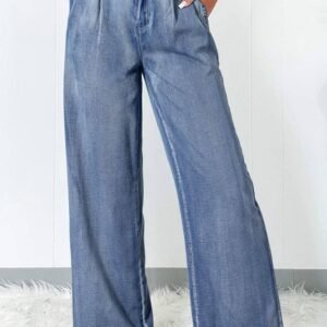 Dusk Blue Acid Wash Wide Leg High Waist Jeans
