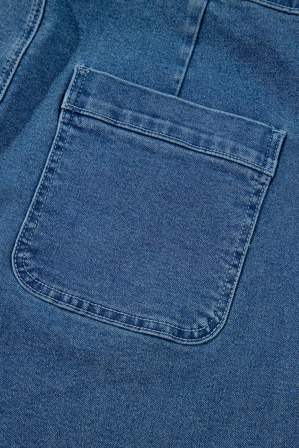 Dusk Blue Adjustable Tie Straps Cropped Wide Leg Denim Overalls