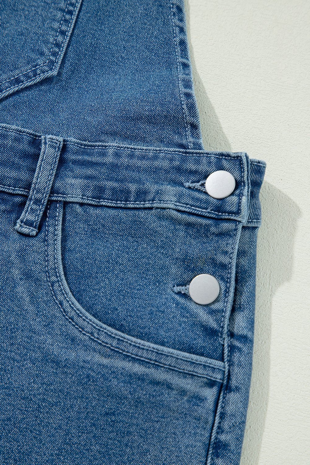 Dusk Blue Adjustable Tie Straps Cropped Wide Leg Denim Overalls