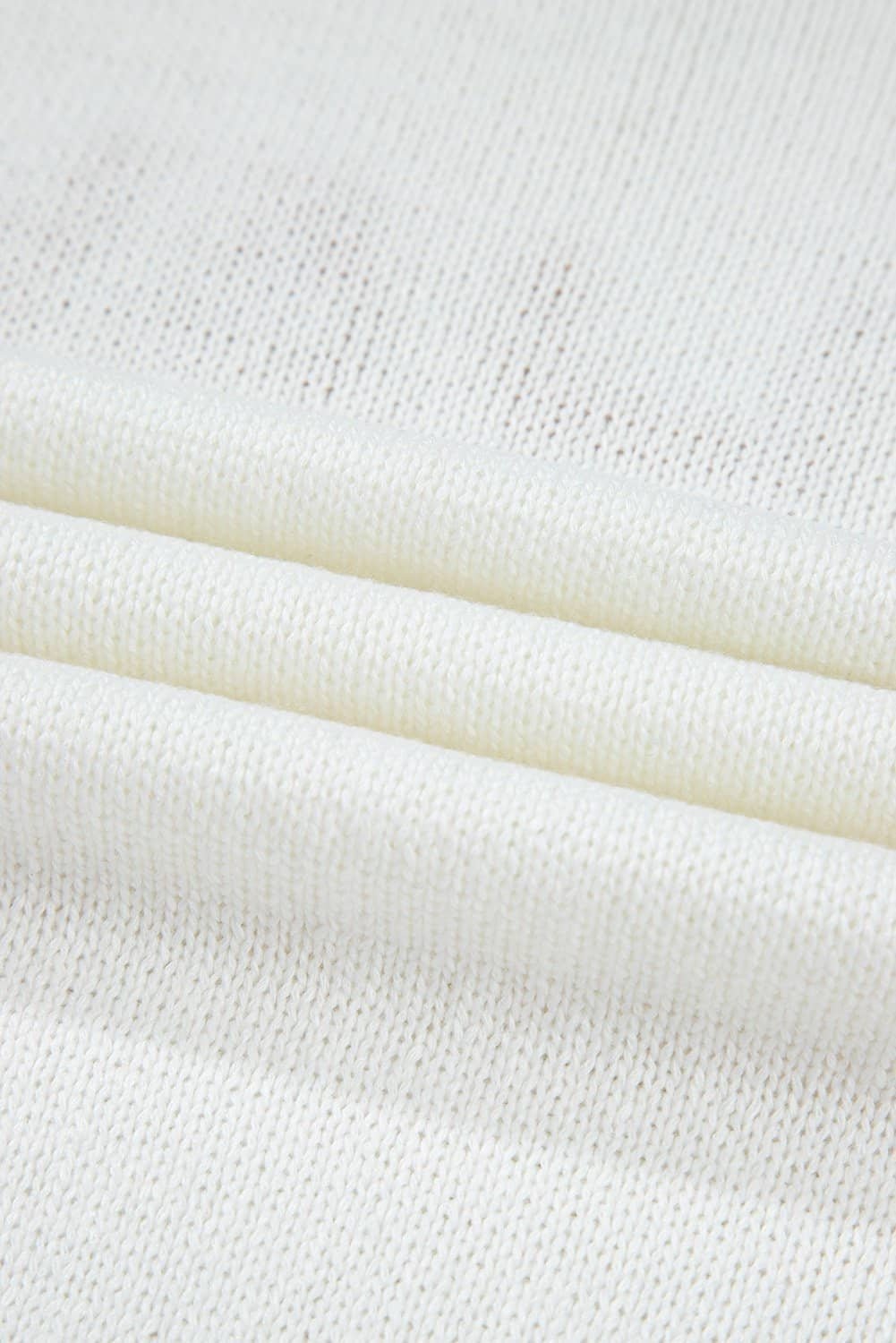 White Knitted Yeehaw Stitch Edge Crew Neck Sweater T Shirt