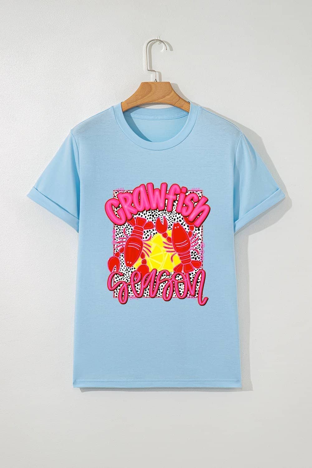 Light Blue Crawfish Season Fashion Graphic T Shirt