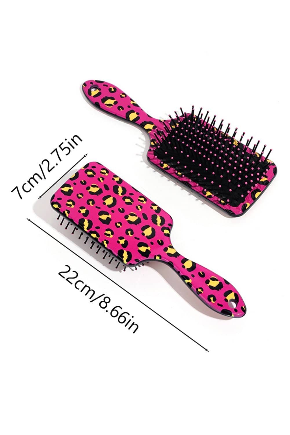 Strawberry Pink Leopard Print Long Handle Air Cushion Comb