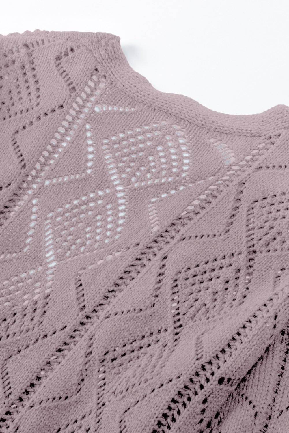 Purple Hollow-Out Openwork Knit Cardigan