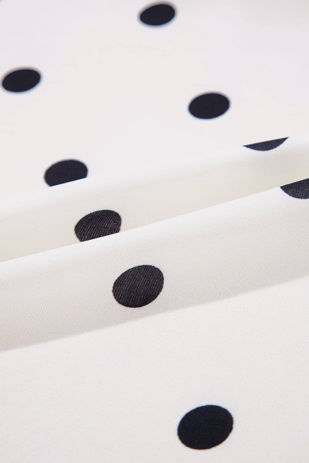 White Polka Dot Collared Lace Up Font Puff Sleeve Peplum Top