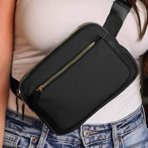 Black Minimalist Multi-Zipped Crossbody Bag