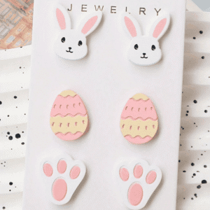 Pink Happy Easter Day Cute Earrings
