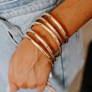Gold Multi Layer Plated Alloy Bangle Bracelet