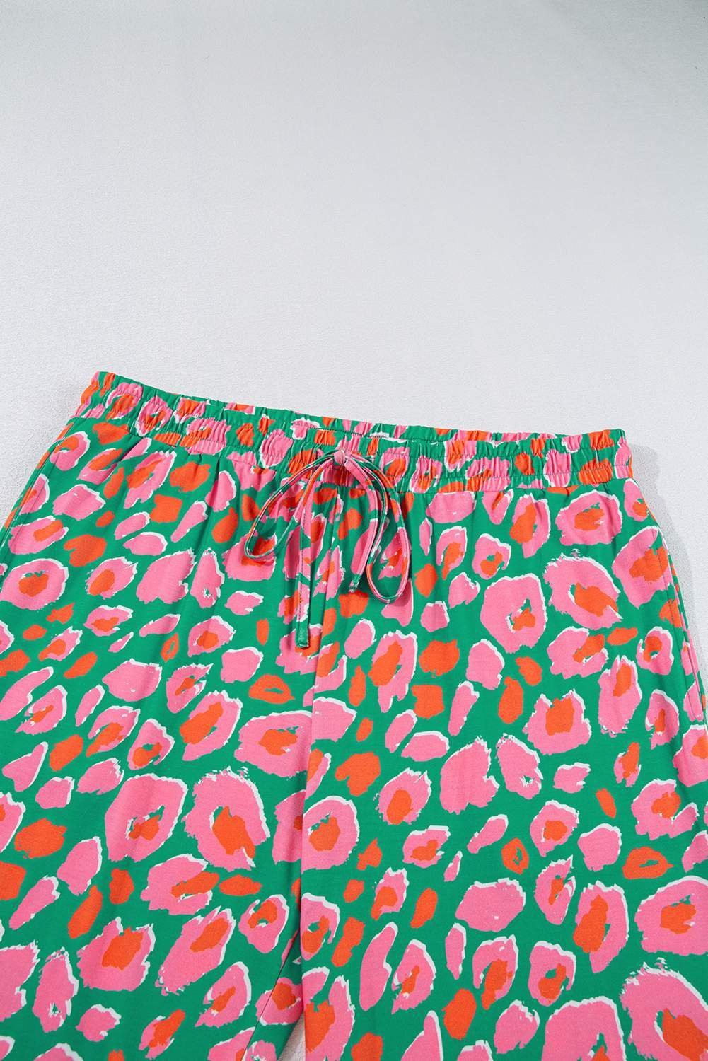 Green Plus Size Printed Long Sleeve And Pants Lounge Set