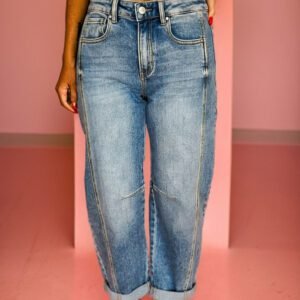 Dusk Blue Vintage Washed Seam Detail Shift Jeans